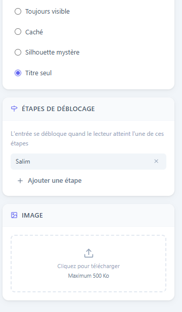 Configuration du deverrouillage d'une entree